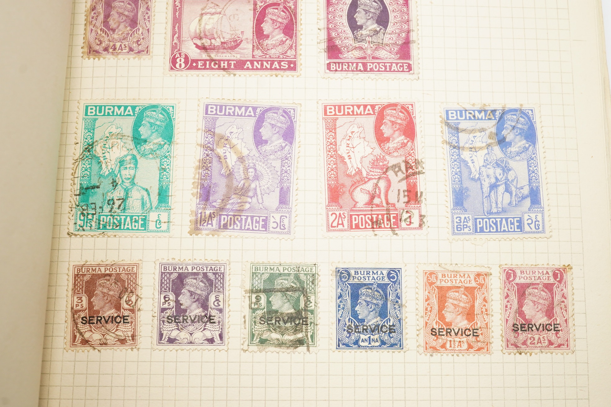 British and Commonwealth stamps, in two albums to include Great Britain, one penny black and two pence blue, stamps, Aden, Burma, India, Ceylon, Straits settlements and some world stamps, mostly used some unused